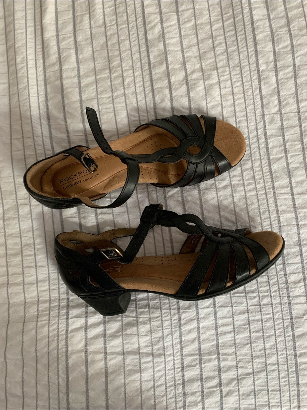 Rockport Black Leather Cutout Heels